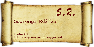 Sopronyi Róza névjegykártya